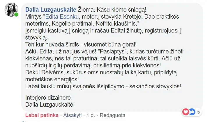 atsiliepimas Tao Meilės stovykla Kipre - Kipras Cyprus Stovykla Edita Esenku Meilė - Stovykla moterims pajūris vila moteris moterys jūra