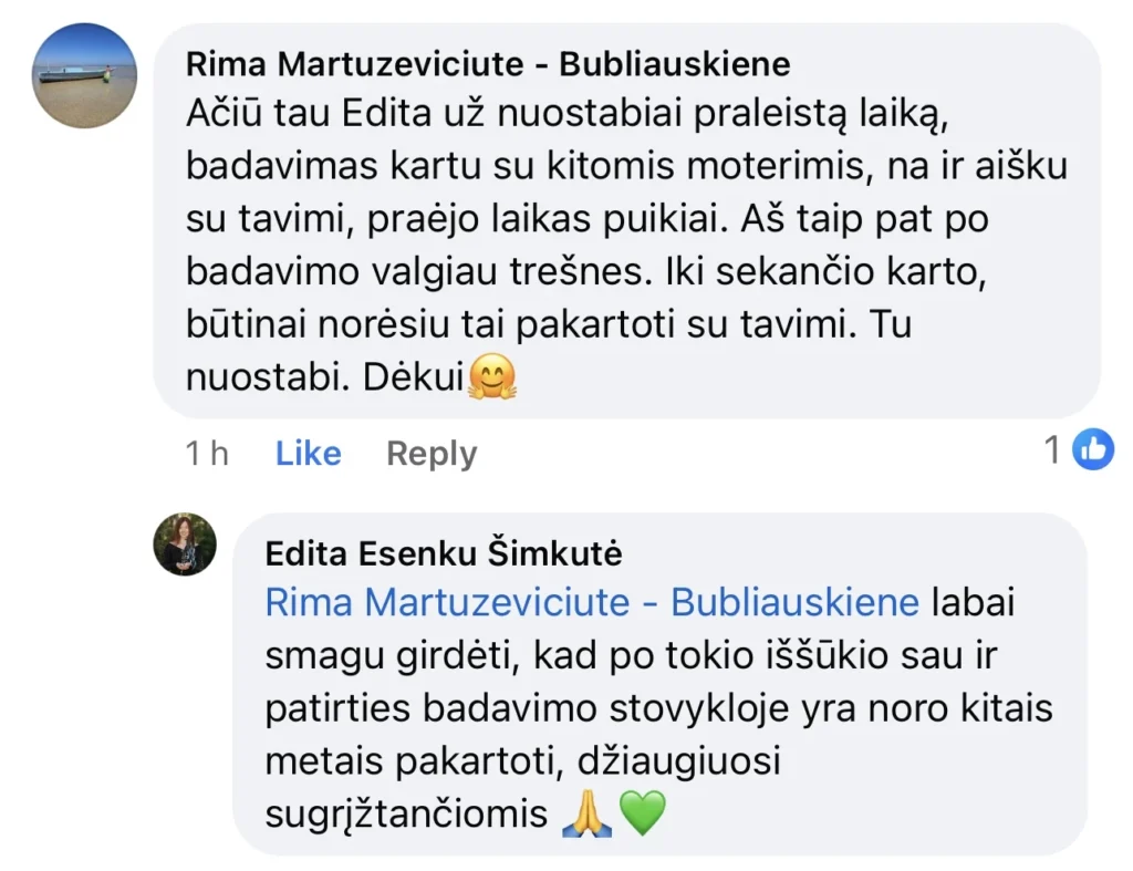 atsiliepimas badavimo stovykla, sąmoningo badavymo stovykla, stovyklos, badavymas, badas, edita esenku, sveikata, sveikas kunas, Sąmoningai saugiai badauti su grupės palaikymu ir qigong praktikomis daug lengviau, nei namuose - kviečiame į organizmo valymo savaitgalį su nuostabių moterų kompanija ir didelę asmeninių badavimų ir stovyklų organizavimo patirtį turinčia DAO praktikų instruktore Edita Esenku. Badavimo stovyklos programa vyks Kaišiadorių raj., etnografinio stiliaus naujos statybos sodyboje (85km nuo Vilniaus ir 50km nuo Kauno) - jaukiame gamtos prieglobstyje, nuošaliai prie upės. Jūsų laukia fizinis, emocinis ir energetinis apsivalymas, organizmo restartas, apsivaliusios mintys ir sustiprėjusi valia po stovyklos tęsti protarpinį nevalgymą derinant su sveikesne mityba. Skirti laiko sau, ne tik šeimai - itin svarbus aspektas, kuris padeda moteriai atsinaujinti ir sužydėti.