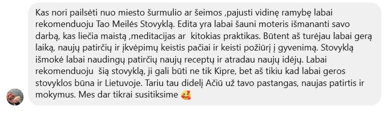 Atsilipimas - Tao Meilės stovykla Kipre - Kipras Cyprus Stovykla Edita Esenku Meilė - Stovykla moterims pajūris vila moteris moterys jūra