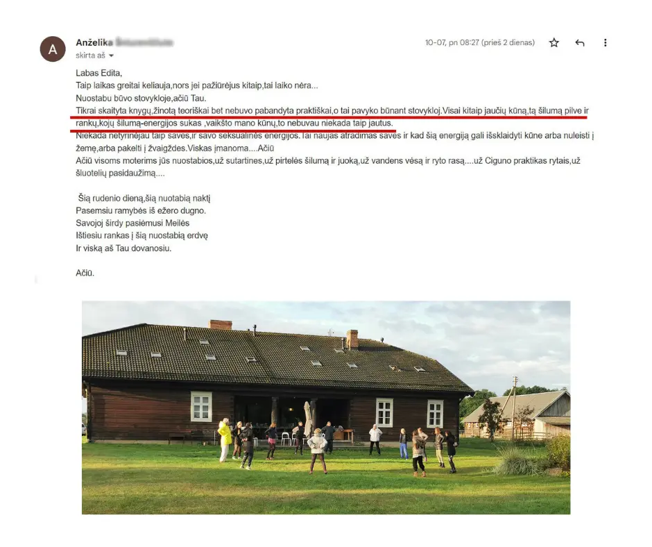 ATSILIEPIMAS Mantak-Chia-Edita-Esenku-Simkute Edita esenku Dao praktika praktikos moteris moterys moterims stovyklos stovykla Tao meilės stovykla moterims | Išmok moteriškų DAO intymumo sveikatos paslapčių trijų dienų stovykloje kaimo vienkiemyje Kaišiadorių rajone - Lapkričio 21-23d. sveikata