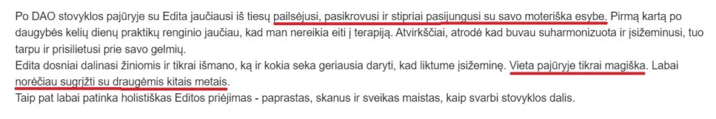 atsiliepimas 6 baltijos jura esenku nefrito kiausinis Pajūrio Tao Meilės stovykla, stovyklos, moterims, moteris, pajūris, tao, dao, mantak chia 2025m. planuojamos net dvi pajūrio stovyklos: liepos 10-13d. ir rugpjūčio 7-10d. - pasirinkite jums patogesnę datą. Stovyklos vyksta nuo ketvirtadienio iki sekmadienio.