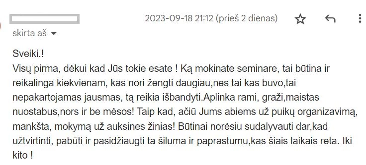 ATSILIEPIMAS Tao Meilės stovykla VYRAMS - ESENKU.LT Tao Meilės stovykla VYRAMS | Savaitgalinėje stovykloje 2025m. rugsėjo 19-21d. būsite supažindinti su svarbiausiomis DAO meilės praktikomis, kurios aktualios tiek asmeniškai vyrams, tiek gyvenantiems poroje. Kaip susidraugauti su savo seksualine energija, kaip ją transformuoti į gyvybinę energiją, kaip turėti dar darnesnius santykius poroje (net jei atrodo, jog jie ir dabar puikūs), kaip susirasti savo antrąją pusę, paleisti negatyvias emocijas per meditacijas, įvaldyti energetines Qigong praktikas ir daug kitų klausimų bus atsakyta šiuose savaitgaliniuose mokymuose. Užsiėmimus ves pas kinų meistrą Manteką Čija sertifikuoti instruktoriai, dvylika metų gyvenantys kartu ir besidžiaugiantys meile: Edita Esenku ir Vytas Lu. Mantak-Chia