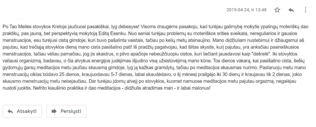 atsiliepimas Tao Meilės stovykla Kipre - Kipras Cyprus Stovykla Edita Esenku Meilė - Stovykla moterims pajūris vila moteris moterys jūra