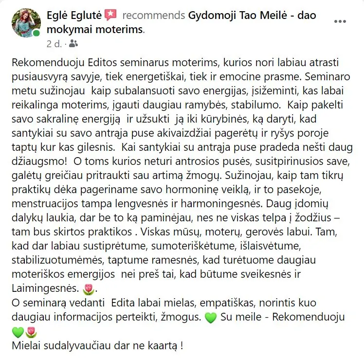 atsiliepimai ir istorijos, menstraucijos, stovykla, stovyklos, atsiliepimas, kipro stovykla, tao meiles stovykla, tao meile, menstraucijos, energija, kunas, energijos judejimas kune, edita esenku, edita, esenku
