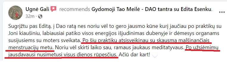 atsiliepimai ir istorijos, menstraucijos, stovykla, stovyklos, atsiliepimas, kipro stovykla, tao meiles stovykla, tao meile, menstraucijos, energija, kunas, energijos judejimas kune, edita esenku, edita, esenku